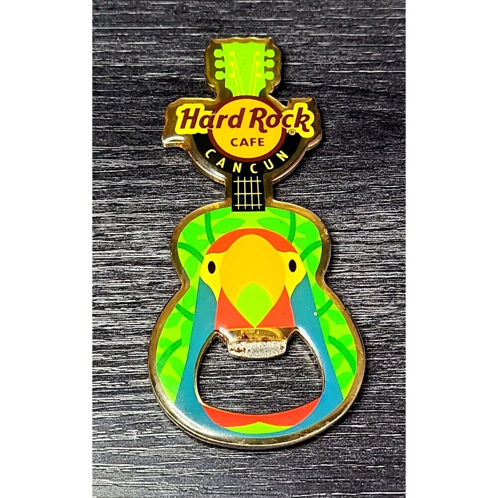 Cancun Hard Rock Café Guitar Magnet & Bottle Opener Parrot - V15